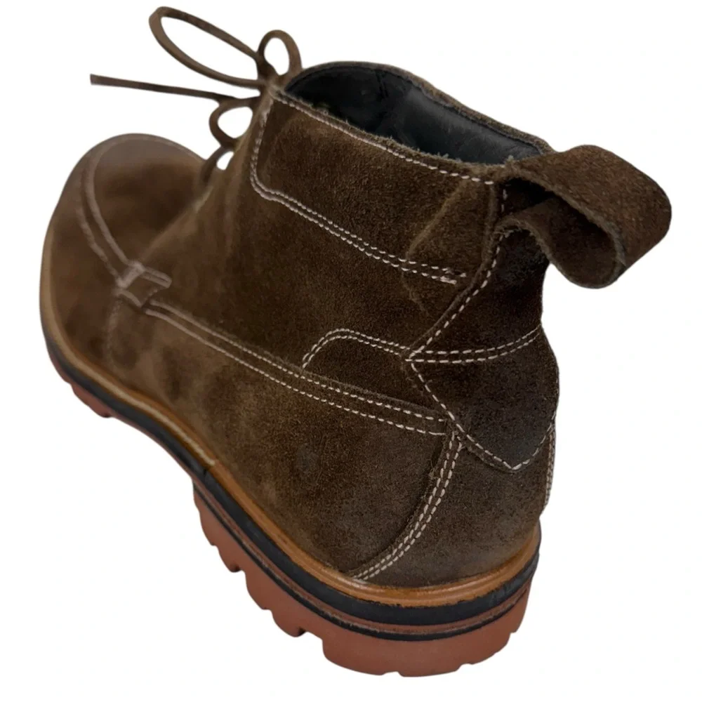 John Varvatos Mens Size US 12 Chukka Lace Up Brown Suede Hipster Cap Toe Boots